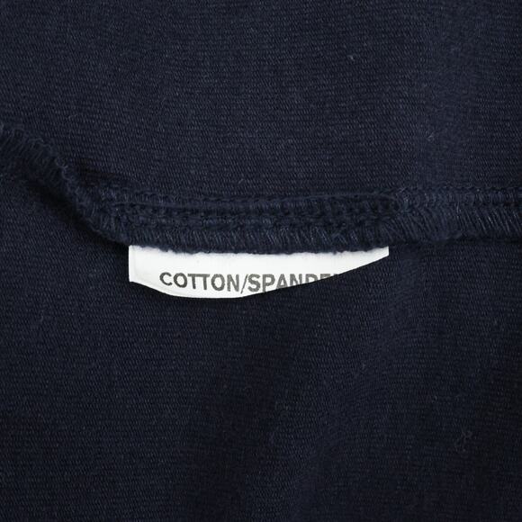 eShakti Dress Womens 12 Navy Blue Cotton Stretch Knit Zip Faux Wrap V Neck - Picture 12 of 12